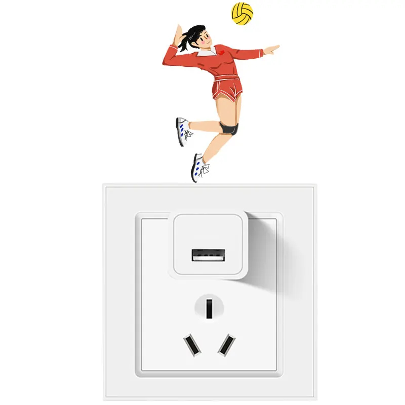 Yoja Women S Volleyball Match Switch Sticker Pvc Living Room
