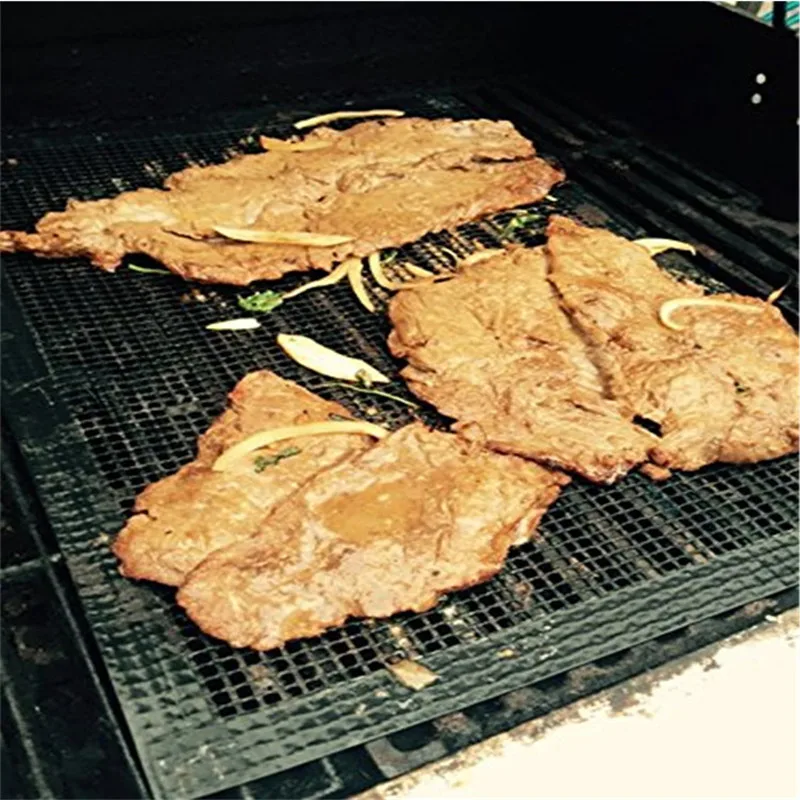 1pc Outdoor Barbecue Mat Teflon Non stick Grid Mats High Temperature