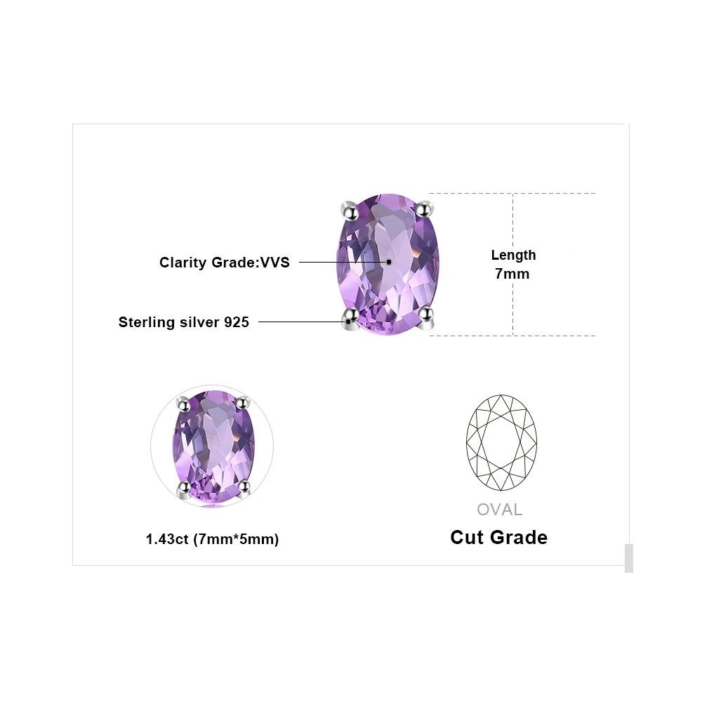 JewelryPalace 1.4ct натуральная серьги с аметистом 925 стерлингового серебра для женщин в
