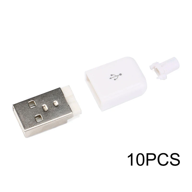 10 шт./компл. 4 в 1 DIY Micro USB сварки Тип Мужской 5-контактный разъем w/Пластик крышка черного и белого цвета - Цвет: White 3 in 1