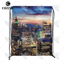 Нью-Йорк закат вид печати индивидуальные пользовательские нейлоновая ткань drawstring рюкзак, мешок для подарков