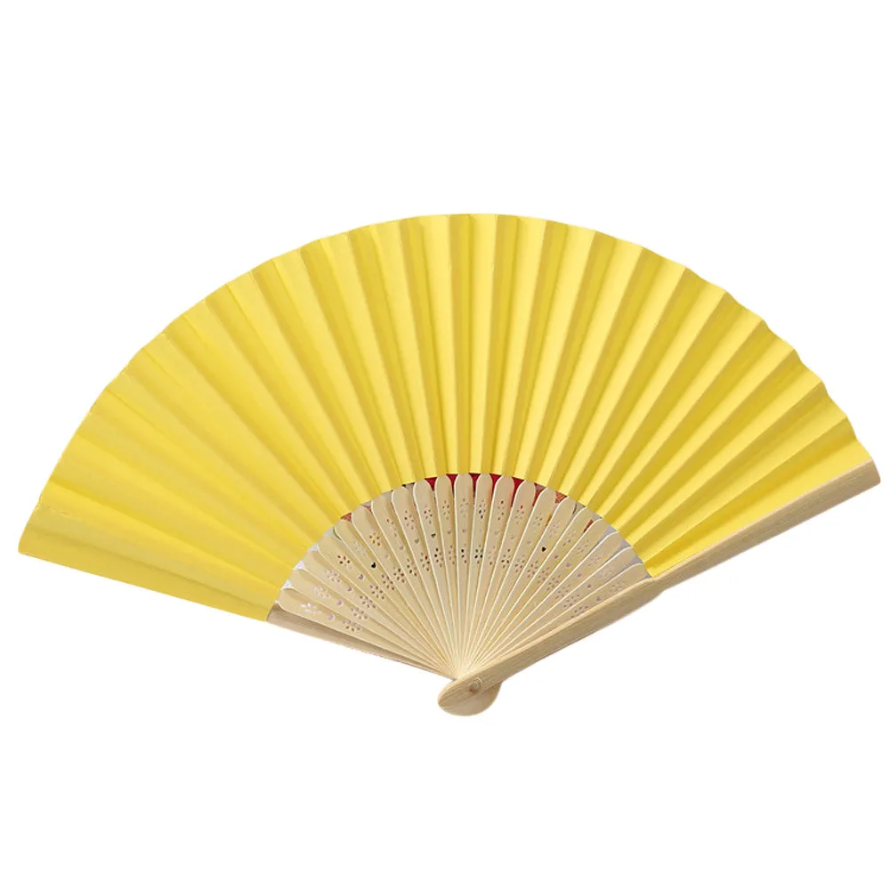 Ручной вентилятор складной бумажный веер летний узор складной танец свадьба партия Шелковый складной сплошной цвет вентилятор# T2 - Цвет: Yellow