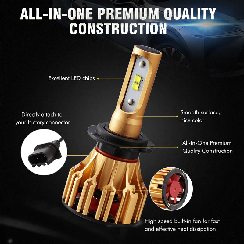 Oslamp T6 Серии светодиодные фары H7 ближнего света 70 Вт SMD чипы 7000LM 6500K Светодиодные