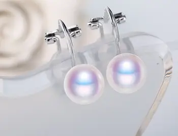 

no earring hole 10-11mm south sea round white pearl earring 14k