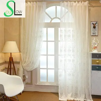 

[Slow Soul] 2016 New European Simple Flower Embroidery Fabric Curtains Bedroom Living Room Screen Curtain Luxury Cortinas Tulle