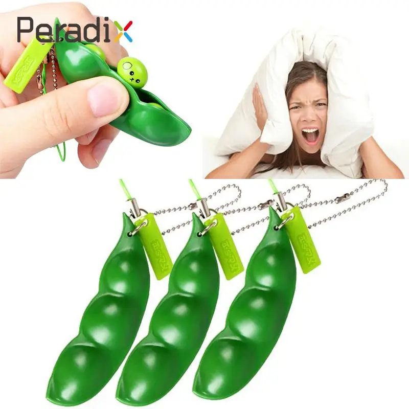 

Extrusion Bean Soybean Edamame Stress Relieve Toy Keychain Keyring Children Gift