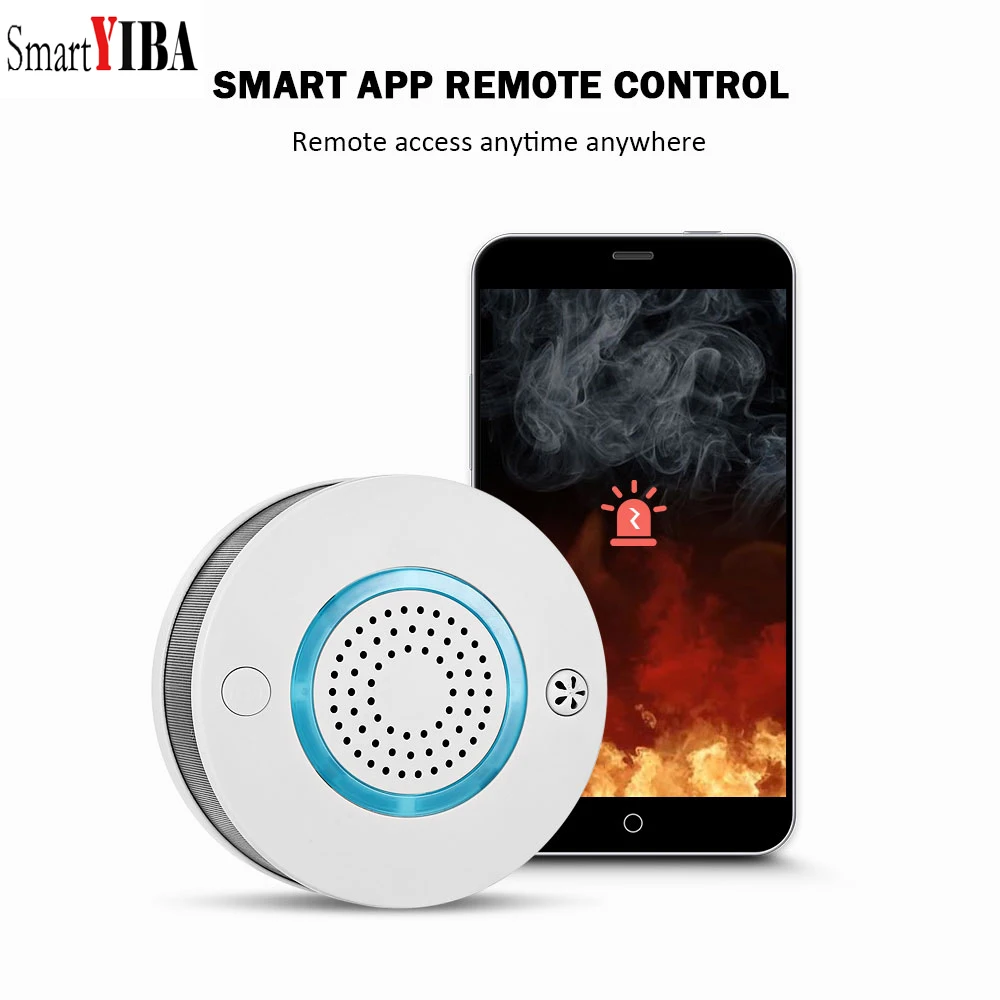 

SmartYIBA WIFI SMOKE DETECTOR WIFI Sensor Home Security APP Remote Control Portable WiFi Wireless 2in1 Smoke Fire Temperature