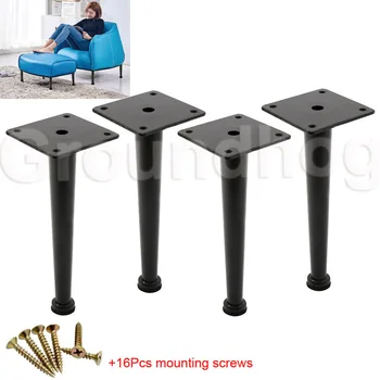 

4pcs Furniture table legs 200mm Metal Black Tapered Sofa Cupboard Cabinet Furniture Leg Feet Coffee tea bar Stool chair Leg Feet