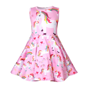 

Summer Cute baby girl clothes unicorn dress sleeveless princess dress kids clothes for girls vestidos 1247