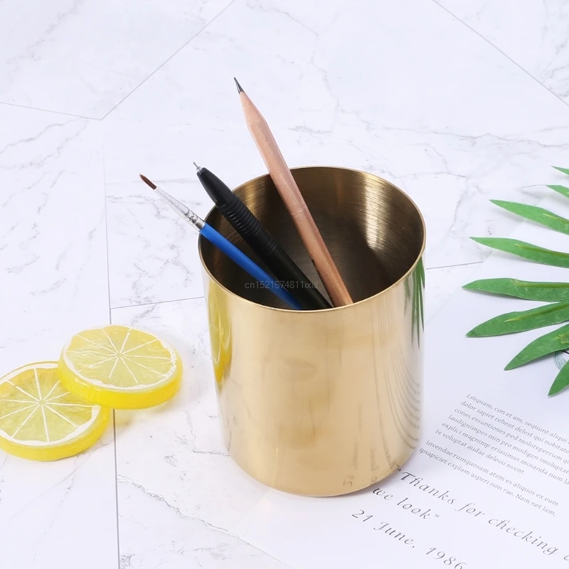 New Golden Pen Pencil Pot Holder Container Organizer Home Desk Stationery Decor | Канцтовары для офиса и дома