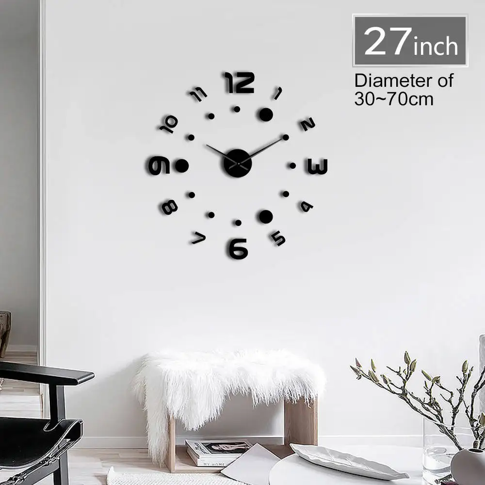 

Simple Circle Arabic Numerals 3D DIY Wall Clock Exclusive Cool Wall Art Kit Decoration Number Acrylic Clock Watch Quiet Sweep