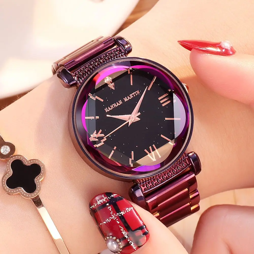 

Rose Gold Watch Women Luxury Brand Starry Sky Magnetic Lady Clock Fashion Waterproof Rhinestone Roman Numeral Female Wristwatch