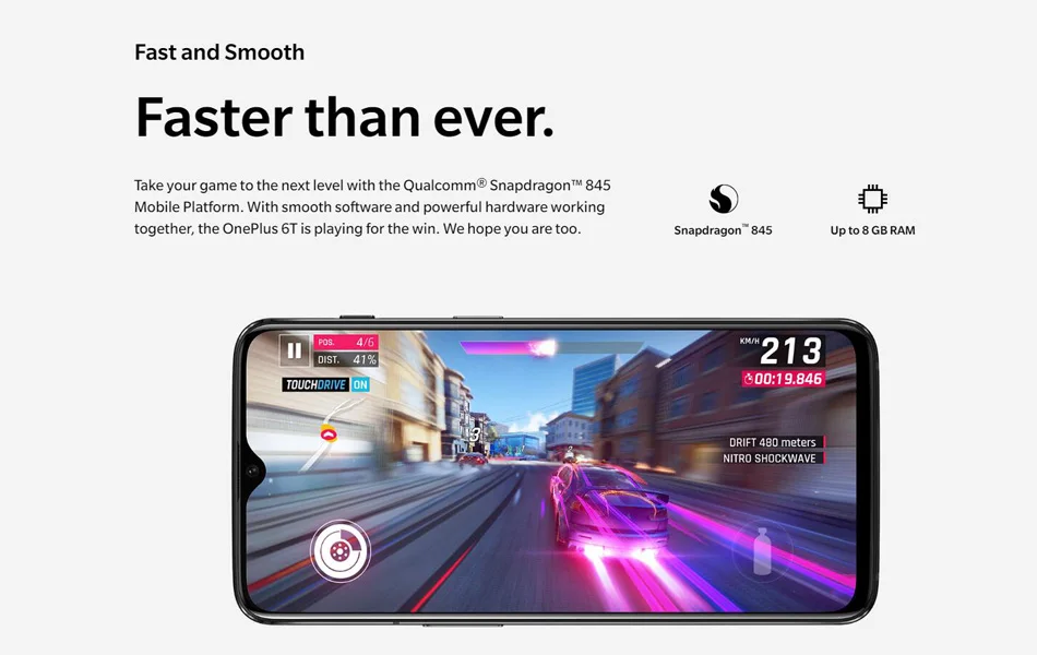 Мобильный телефон с глобальной ПЗУ Oneplus 6 T 6 T 6 ГБ/8 ГБ 128 ГБ восьмиядерным процессором Snapdragon 845 6,41 дюйма на весь экран 19,5: 9 20MP с двойной камерой