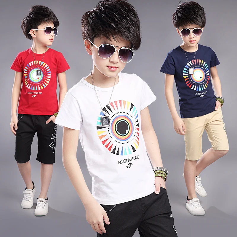 2019 Summer Boys Clothing Set Children's Short Sleeve Sports Suit Male Kids Cotton Printing T-shirt + Shorts 2 Pcs Twinset B125 |