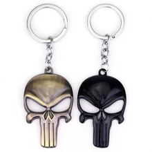Брелок в виде черепа Карателя, сплав, черный, серебряный, бронзовый логотип черепа, скелет, маска для фильма, брелок для цепной брелок, талисманы, сувенирный подарок
