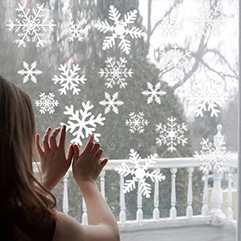 38 Pcs/Lot Snowflake Electrostatic Wall Stickers Window Kids Room Christmas Decoration Decals For Home Decor New Year Wallpaper 1