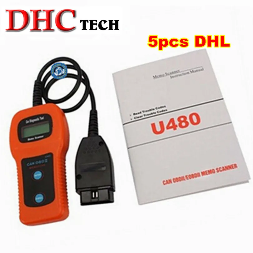 5 шт. DHL U480 OBD2 CAN BUS/считыватель кодов двигателя считыватель OBDII автомобильный или