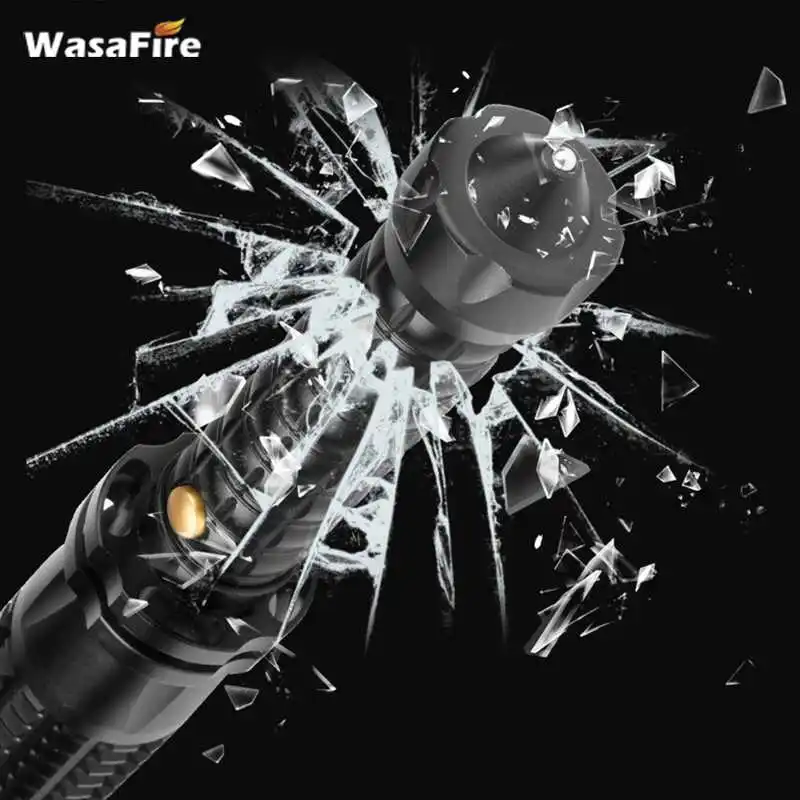 Wasafire Мощный тактический портативный фонарь телескопическая дубинка LED 18650 Лампы Q5 самообороны охота свет Длинные фонарь аккумуляторный светодиодный фонарик яркий фонарики для полиции фанарь