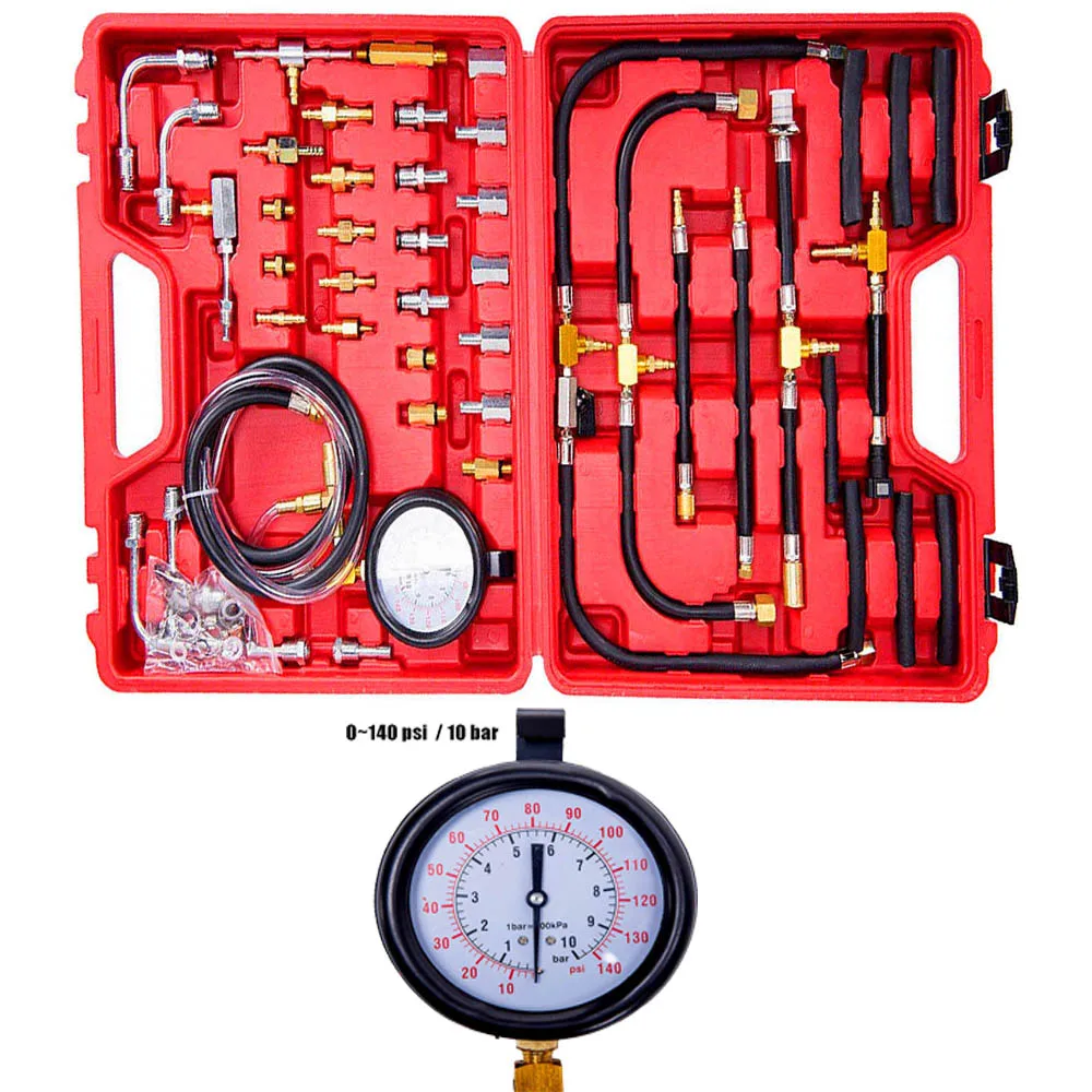 Универсальный автомобильный TU-443 датчик давления топлива, комплект для тестирования двигателя, тестер топливного насоса 0~ 140 фунтов/кв. дюйм/10 бар, давление топлива