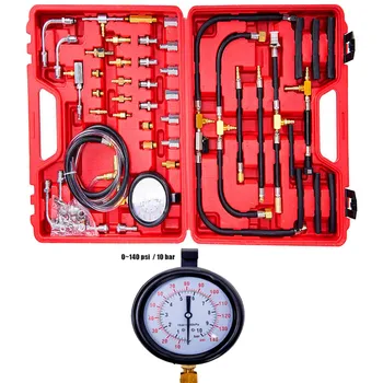 

Universal Car TU-443 Fuel Pressure Gauge Engine Testing Kit Fuel Injection Pump Tester 0~140 psi /10 Bar Fuel Pressure