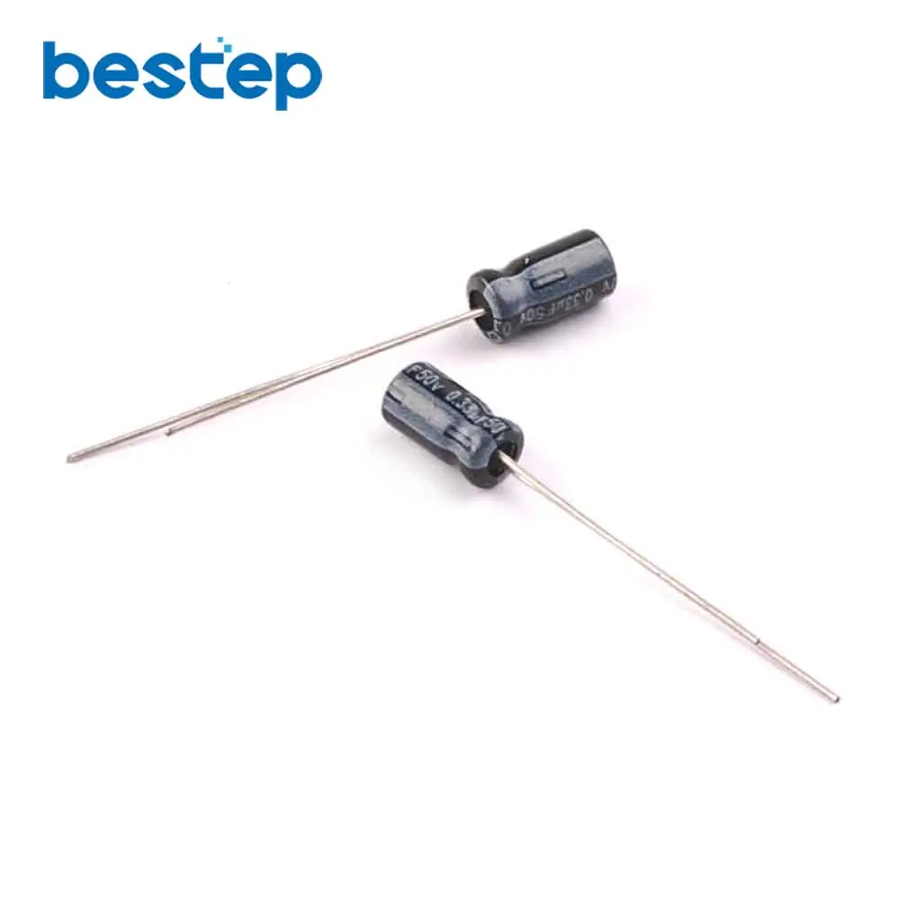 50PCS 50V 0.33UF 4*7mm Electrolytic Capacitor