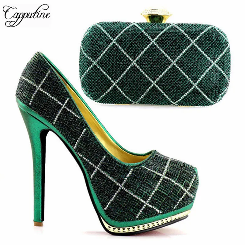Tasche gold Pumps Und grün blau Set Frauen Partei Strass Mode Hochwertige Hochzeit Damen Mit Italien Himmel rot Abendtasche Capputine Schuhe qwT71Pt