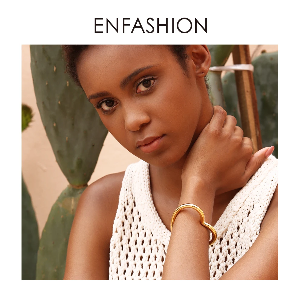 ENFASHION Браслет-манжета в форме сердца для женщин, аксессуары золотого цвета, латунные браслеты, модное ювелирное изделие, подарки для друзей, Pulseira BC2006