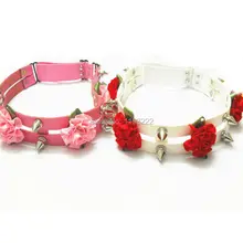 3 цвета Мода Kawaii ЦВЕТОК Подвязки, ручной работы Панк гот кожа Шипы двухрядные шипованных ног кольцо Петля