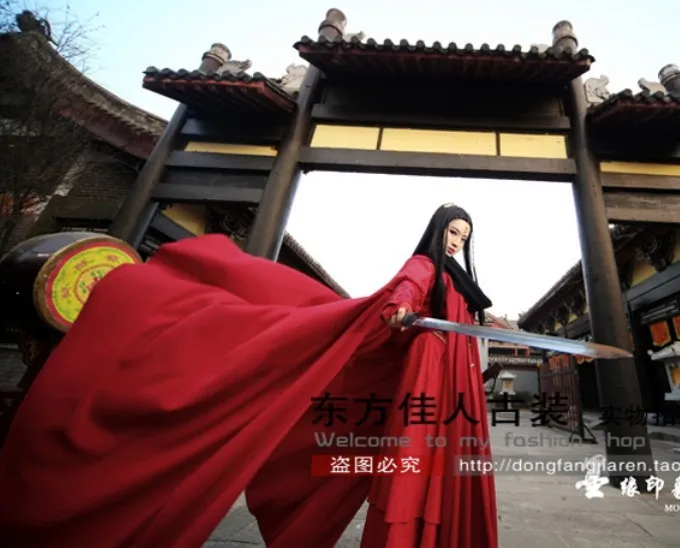  New TV Play Computer Game Qin Shi Min Yue The Legend of Qin Chi Lian Red Swordlady Costume 2 design