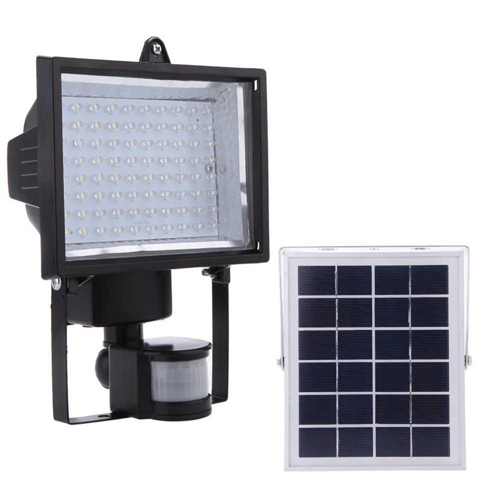 

80LEDs Solar Panel PIR Body Human Motion & Light Sensor Landscape Lamp Security Spotlight for Lawn Garden Pool Pond Road Pathway