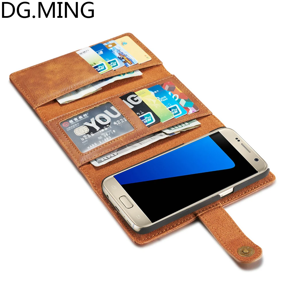 

DG.MING 8 Card Pocket Wallet Retro Phone Bags Cover for Samsung Galaxy S7 Duos Case G930F G930FD G930 PU Leather Case Back Shell