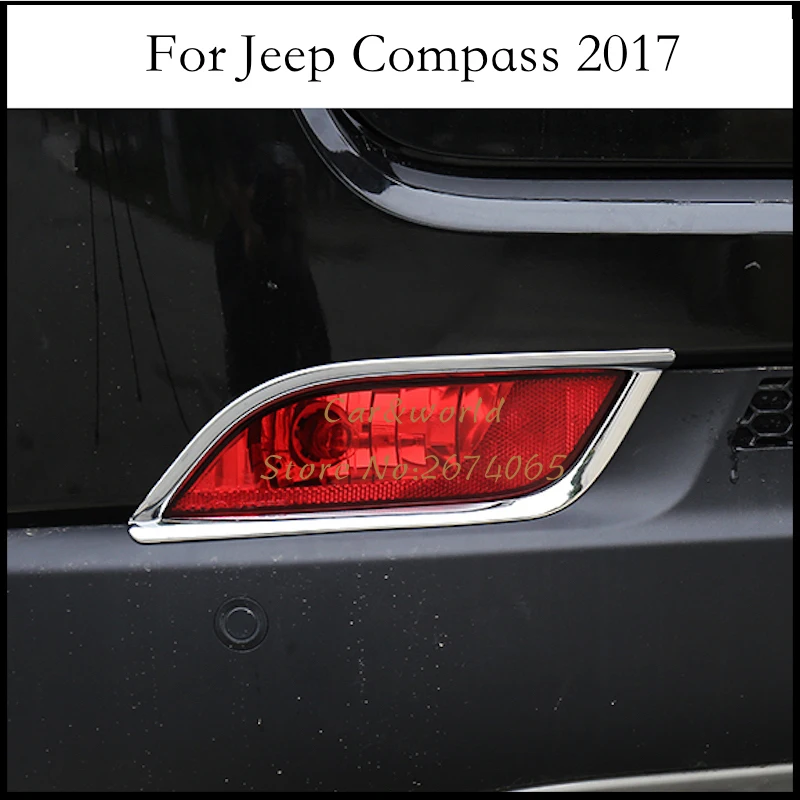 Rear Tail Fog Light Cover For 2017 Jeep Compass 2018 Foglight Lamp Frame Trims Abs Chrome