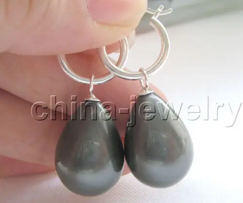 

Lovely Women's Wedding Jewelry FREE shipping>>>>Beautiful green south sea shell pearl earring-925 silver