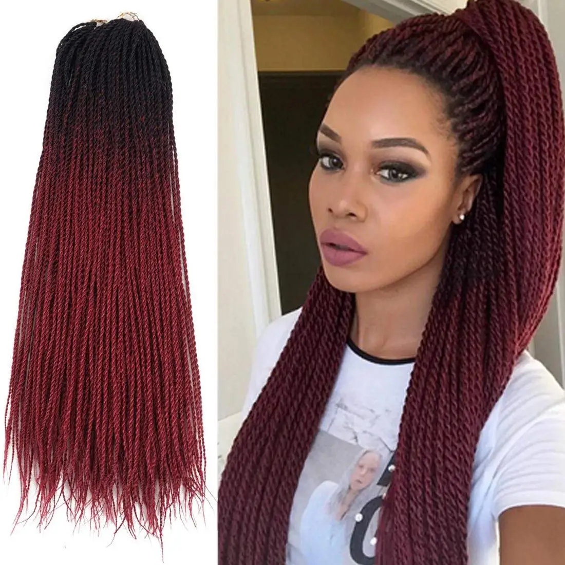 Long Senegalese Twist Braids Crochet Braid Hair Extensions Eunice