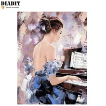 DIADIY 5D DIY алмазная живопись Аксессуары фортепиано девушка фото на заказ Алмазная картина Полная площадь алмазная живопись алмазный подарок