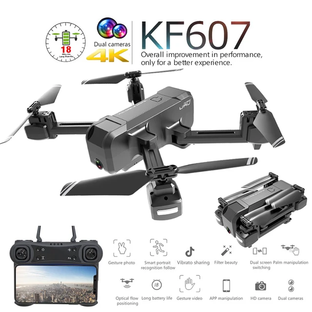 $43.88  KF607 Profissional Mini Foldable Drone with Dual Camera 1080P 4K HD WiFi FPV Optical Flow RC Quadco