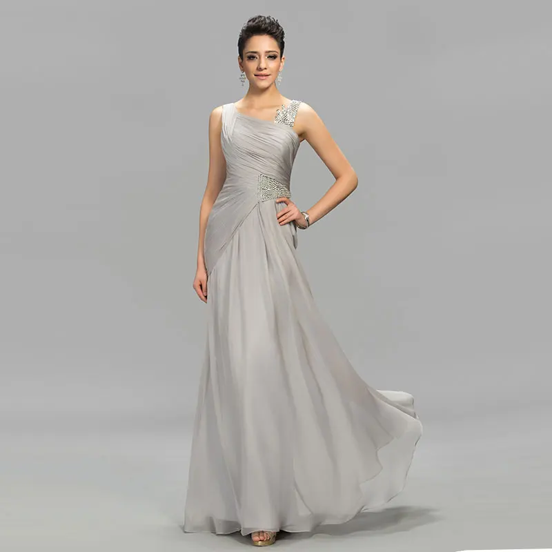 

Tanpell Elegant dress Straps Beading Runched Sleeveless Zipper-Up A-Line Floor-Length Long Evening Dress