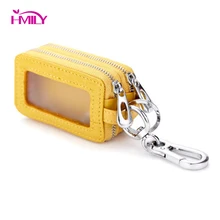 Hmily Для женщин и Для мужчин Key Holder Пояса из натуральной кожи Ключи кошелек Аллигатор двойной брелок кошелек унисекс случае ключ Карамельный цвет