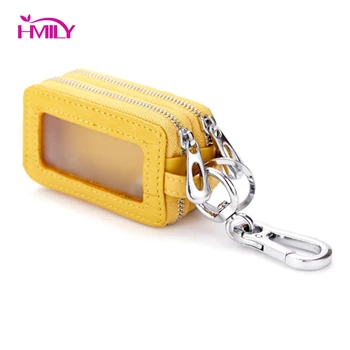 

HMILY Women And Men Key Holder Genuine Leather Car Key Wallet Alligator Double Chain Key Purse Unisex Key Case Candy Color