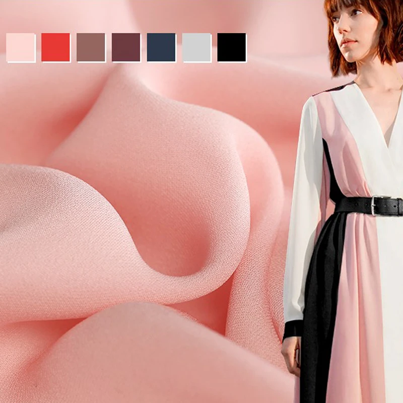 

102CM Wide 19MM Solid Color Silk Spandex Stretch Smooth Silk Fabric for Dress Shirt Scarf E990