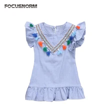 Newest Pretty Toddler Baby Kids Girls Retro Striped Summer Dress Party Fashion Tassels Sleeveless A-line Sundress Clothes