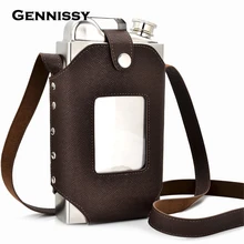 GENNISSY 35 unze Großen Flachmann mit Super Gute Qualität Leder Holster Große Kapazität Edelstahl Flachmänner