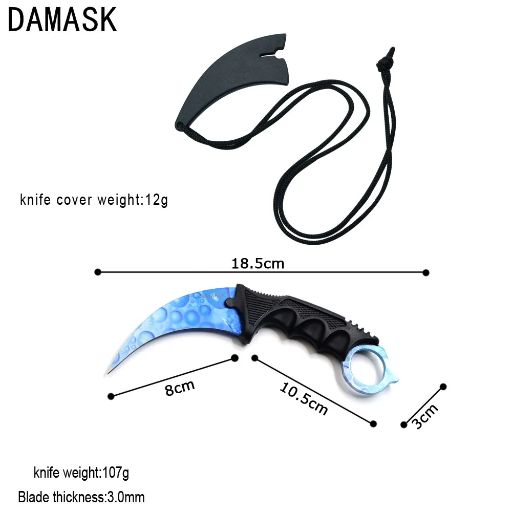 Дамаск CSGO охотничий нож с фиксированным клинком Karambit Тактический выживания шеи