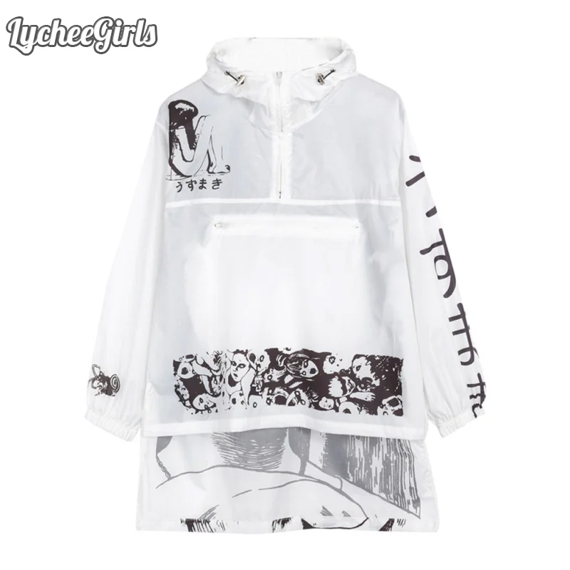 Beste Lychee Meisjes Lente Herfst Comics Print Vrouwen Geul Anime Cartoon Lange Zonnebrandcrème Water Proof Windjack Jas
