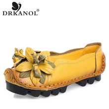 DRKANOL/Новое поступление; женская обувь; Лоферы без застежки; мягкая повседневная обувь на плоской подошве ручной работы с цветами; женская обувь для вождения на плоской подошве; большие размеры 35-42