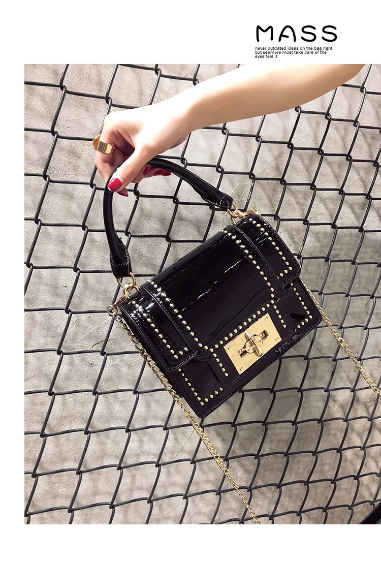 New Women's Bags Designer Chain Rivet Shoulder Messenger Bag Luxury Handbags Women Bags Female Handbag Crossbody 233