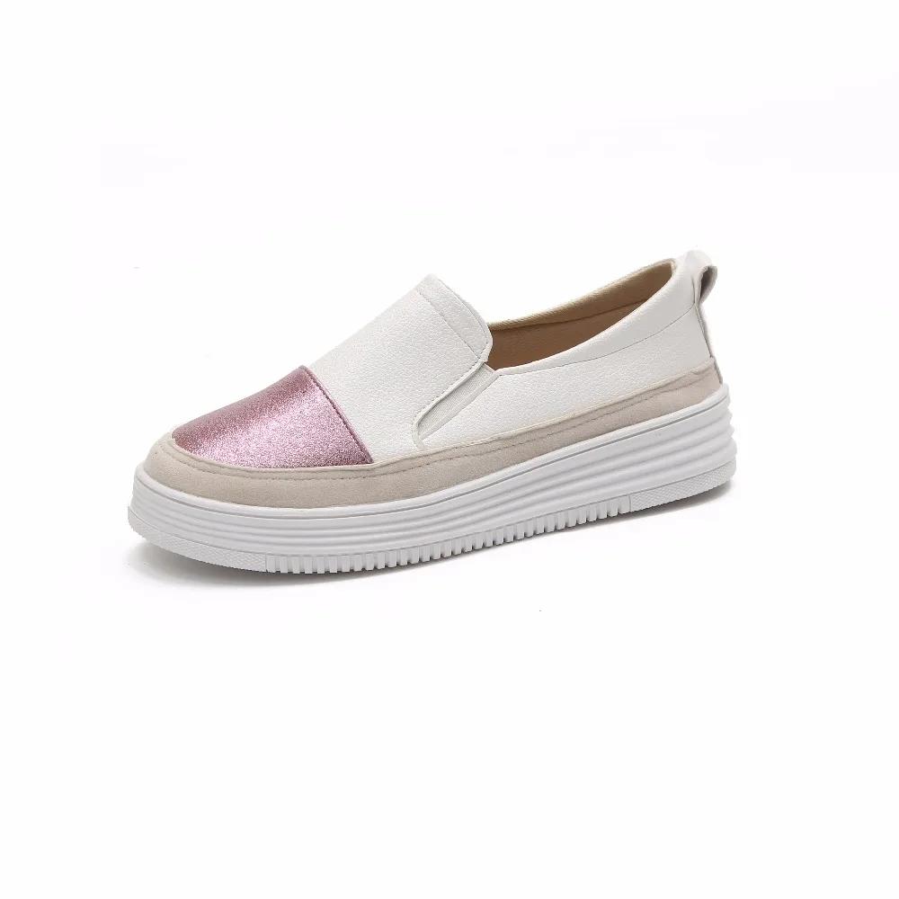 

mixed color small white shoes student muffins shoes 2018 spring summer newest platform shoes women loafers slip on