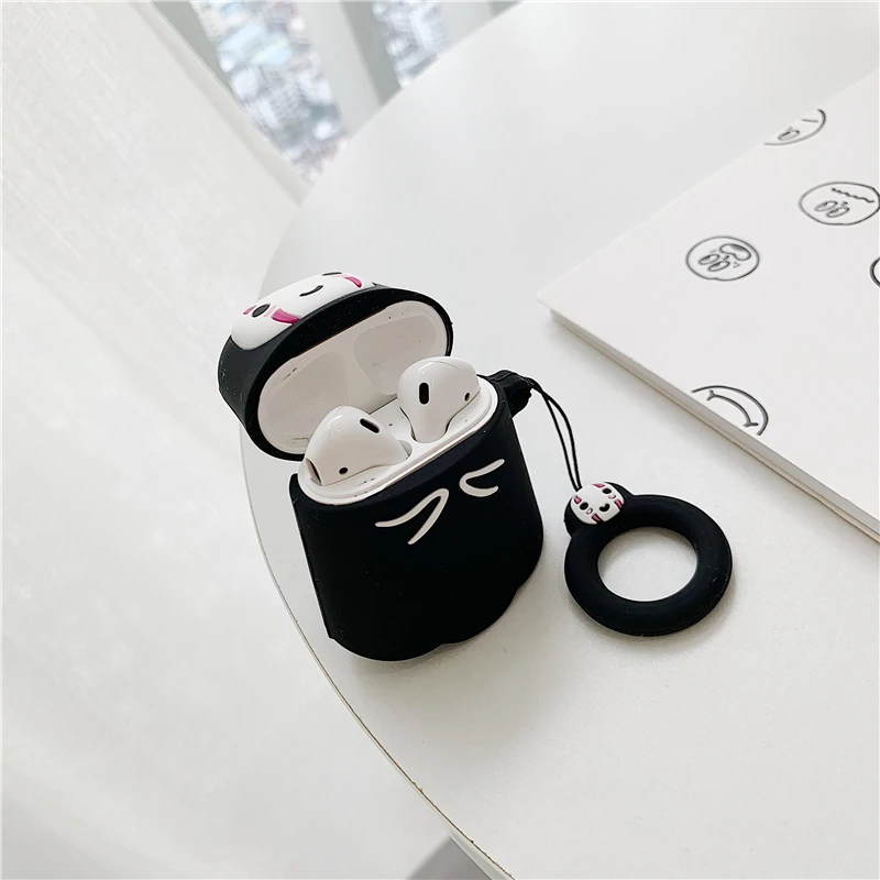 Японская анимация No Face Man чехол для Apple airpods 2 1 аксессуары коробка с палец Анти-потери кольцо мягкое Силиконовое Funda