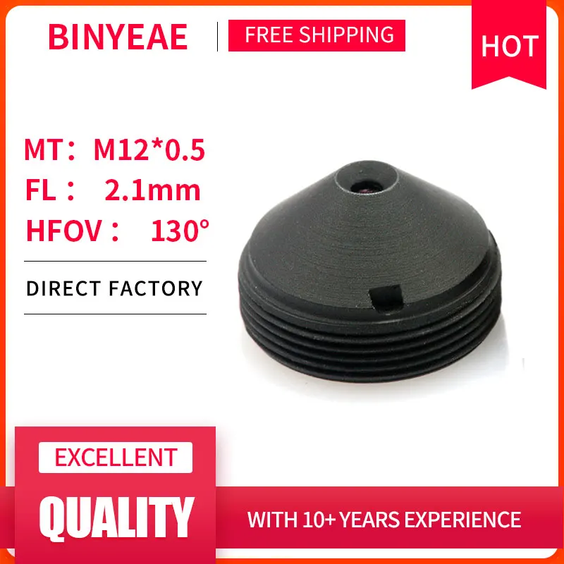 

BINYEAE HD 2MP Mini Lens 2.1mm M12 Pinhole Lens F2.0 1/4" Image Sensor for CCTV Security Cameras