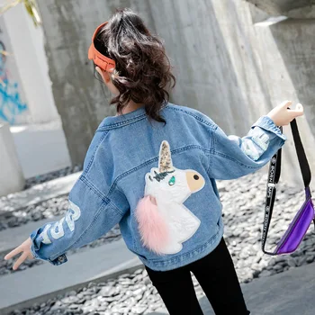 

Unicorn Denim Jacket for Girls Coats Children Clothing Autumn Baby Girls Clothes Outerwear Jean Jackets & Coats for Child Girls
